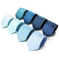 Ties Men Custom Logo Casual Neck Ties School Cravate Homme Blue Polyester Checked Dot Neck Ties For Men